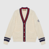 GUC*I 웹(WEB) 케이블 울 니트 가디건 - 아이보리 & 블루 & 레드