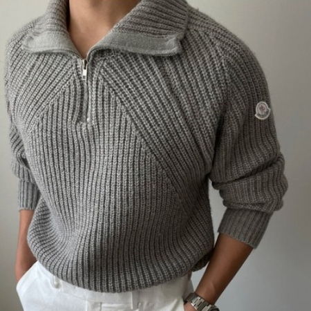 MONCL*R 울 래글런 사선 반집업