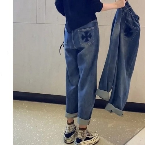 CHROME HEAR*S 십자가 밴딩 데님팬츠