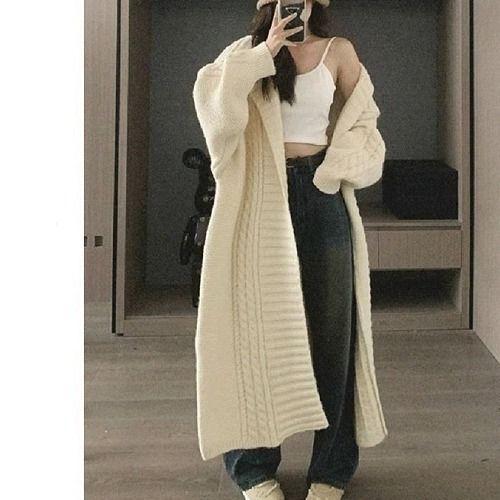 CELI*E 롱 니트 가디건 코트