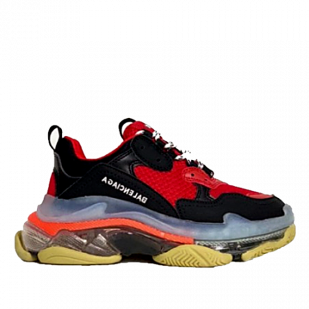 발렌시*가  BALENCIAGA  트리플S 클리어솔 - 레드
