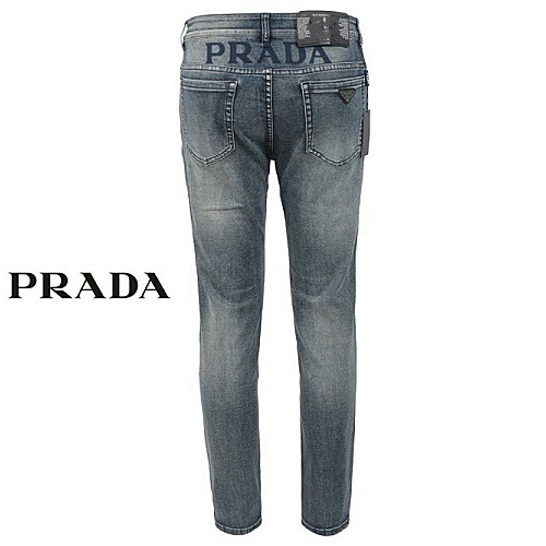 PRADA 프린트 로고 슬림 일자진