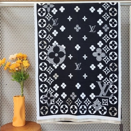 LOUIS VUITT*N 양면 숄 머플러