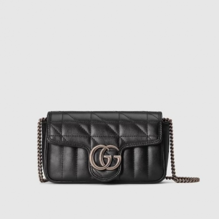 GUC*I GG 마몽 수퍼 미니백 - 블랙 레더