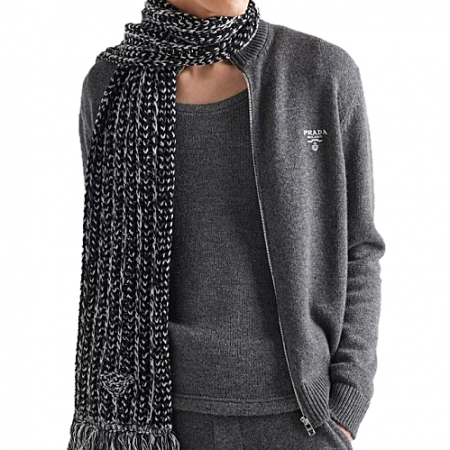 PRADA 체스트로고 집업 가디건