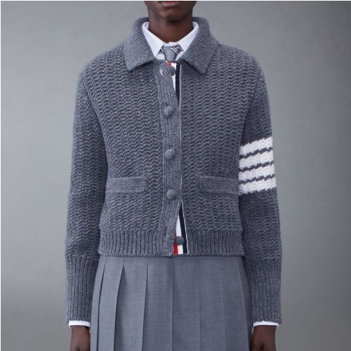 THOM BR*WNE 청키 니트 가디건 코트 - 그레이