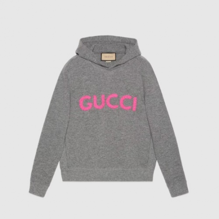 GUC*I 울 후드 스웨트셔츠 - 그레이 & 핑크