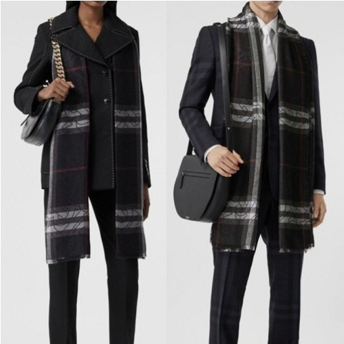 BURBER*Y 메탈릭 체크 스카프 & 머플러