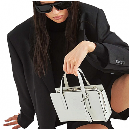 프*다 리에디션 1995 브러시드 가죽 미니 핸드백 - 화이트