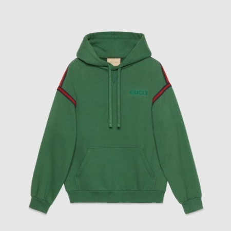 GUCCI 코튼 저지 후드 스웨트셔츠 - 그린