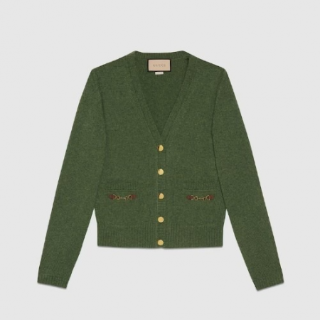 GUC*I 홀스빗 캐시미어 가디건 - 그린