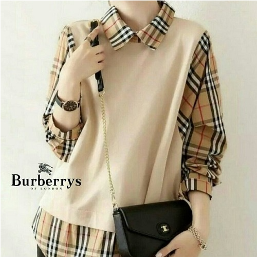 BURBER*Y 체크 배색셔츠