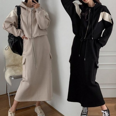 MONCL*R 후드 카고 스커트SET