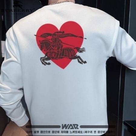 BURBER*Y 빽하트 프린팅 패턴 밍크양기모 티셔츠