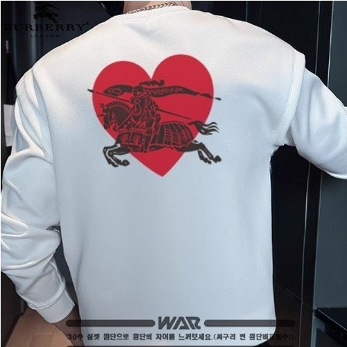 BURBER*Y 빽하트 프린팅 패턴 밍크양기모 티셔츠