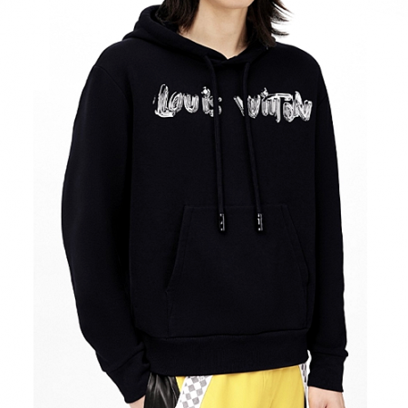 LOUIS VUITTON 프린티드 코튼 후디 - 블랙