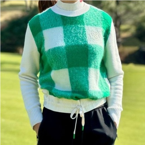지*어 퍼지 체크 크루넥 니트 (WOMEN)