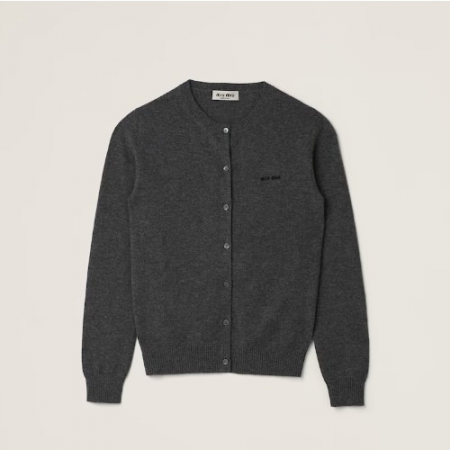MI* M*U 캐시미어 니트 카디건 - 슬레이트 그레이