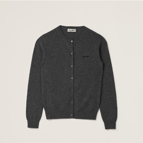 MI* M*U 캐시미어 니트 카디건 - 슬레이트 그레이
