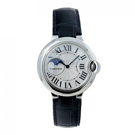 까르*에 CARTIER 발롱블루 드 워치 문페이스 카프스킨 블루28