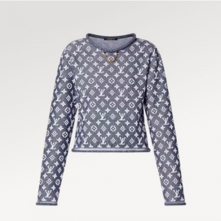 L*UIS VUITTON 모노그램 자카드 풀오버 - 그레이 블루