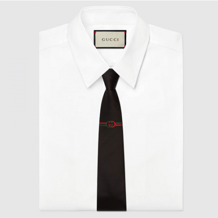 GUCCI 인터로킹 G 실크 자카드 타이