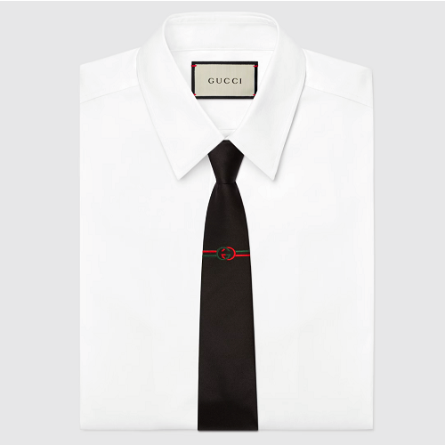 GUCCI 인터로킹 G 실크 자카드 타이
