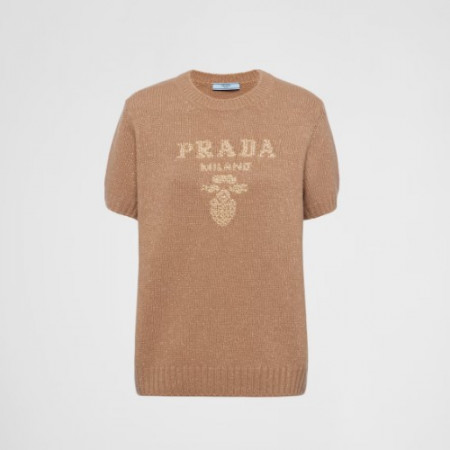 PRAD* 울, 캐시미어 및 라메 크루넥 스웨터