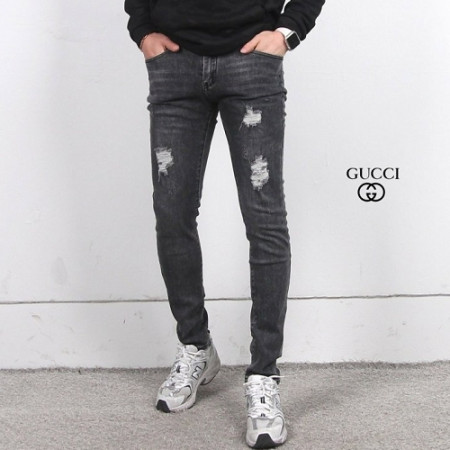 GUC*I  워싱 디스트로이드 스판 진