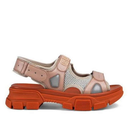 GUCCI 크리스탈 메시 가죽샌들 에이프리컷