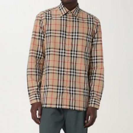 버*리  TB 자수로고 빈티지 체크 포플린 셔츠