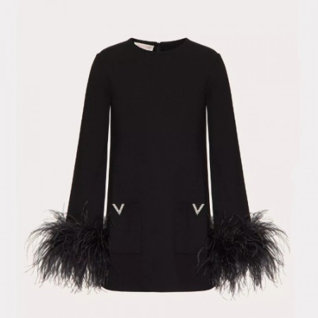 VALENTIN* 깃털 장식 스트레치 비스코스 점퍼