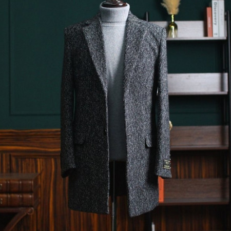 GUC*I  헤링본 보카시 싱글 코트