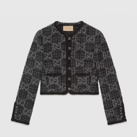 GUC*I GG 트위드 재킷 - 다크 그레이 / 그레이 GG 트위드