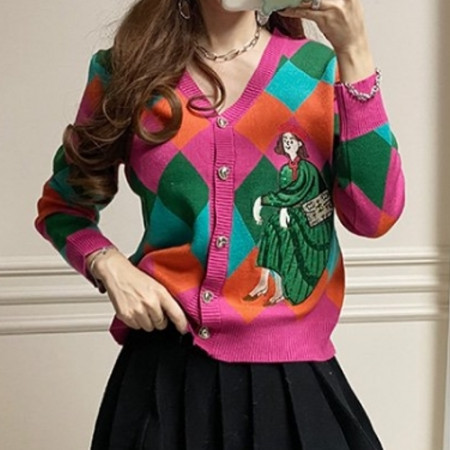 GUC*I  백 아가일  니트  가디건(7098)