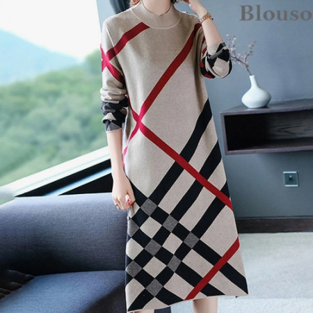 버*리  사선 니트 원피스 (816)
