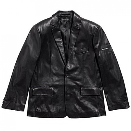 발렌시*가 BALENCIAGA 러버패치드 레더 블레이저