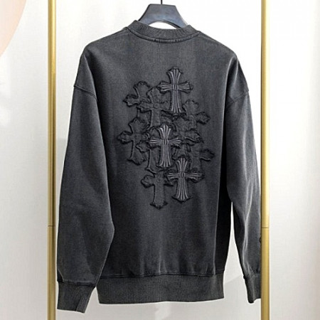 크롬*츠 Chrome hearts 십자패치 피그먼트 워싱 맨투맨