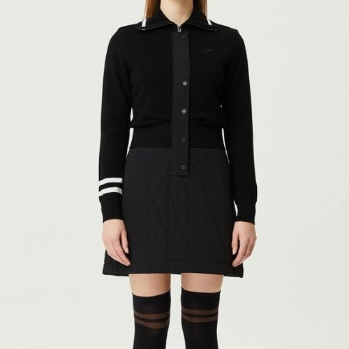 P*G  우븐 치마 여성 하이브리드 에리형 니트 원피스