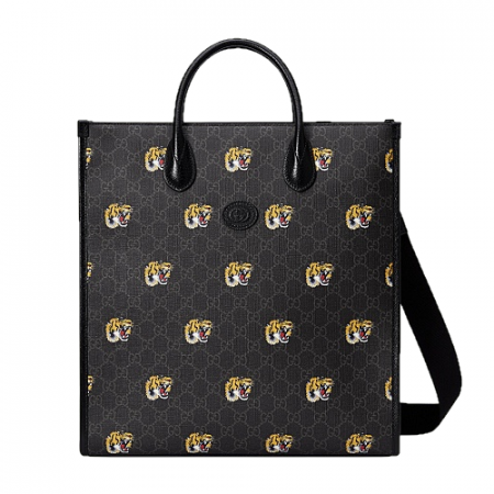 구* GUCCI 타이거 프린트 GG 미디엄 토트백