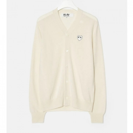 꼼데 가*송  화이트 와펜 V넥 가디건