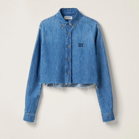 MIU M*U  여성 크롭 데님 셔츠