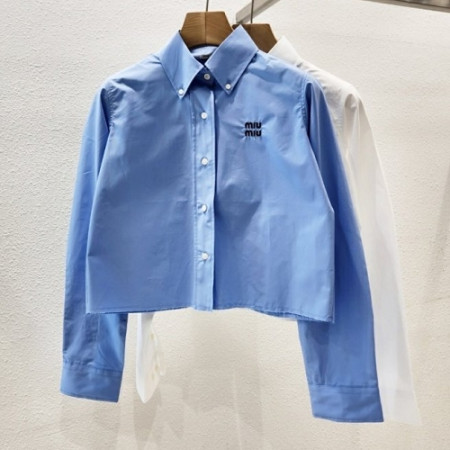 MIUM*U  여성 크롭 코튼 셔츠