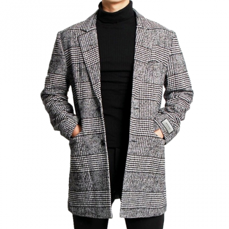 GUC*I   하운드 글렌체크 하프 코트