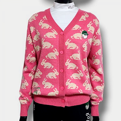 MALBON 러블리 핑크 래빗 가디건