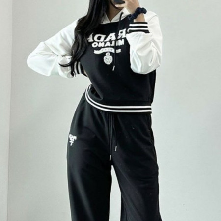 PRA*A  캐주얼 스포티 배색 트레이닝 세트