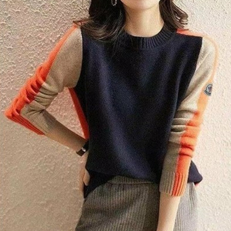 몽클*어  (네이비 & 오렌지) NO 배색 니트 (419)