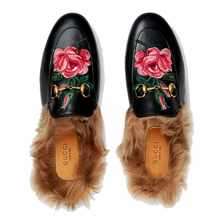 GUCCI  플라워자수 퍼 가죽 블로퍼