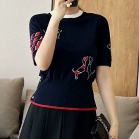 톰브*운   멀티 헥터 라운드 반팔니트 (9882)