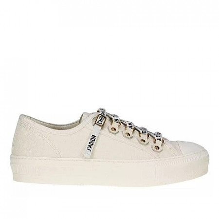 DIOR 로고 스트랩 로우탑 트레이너 화이트